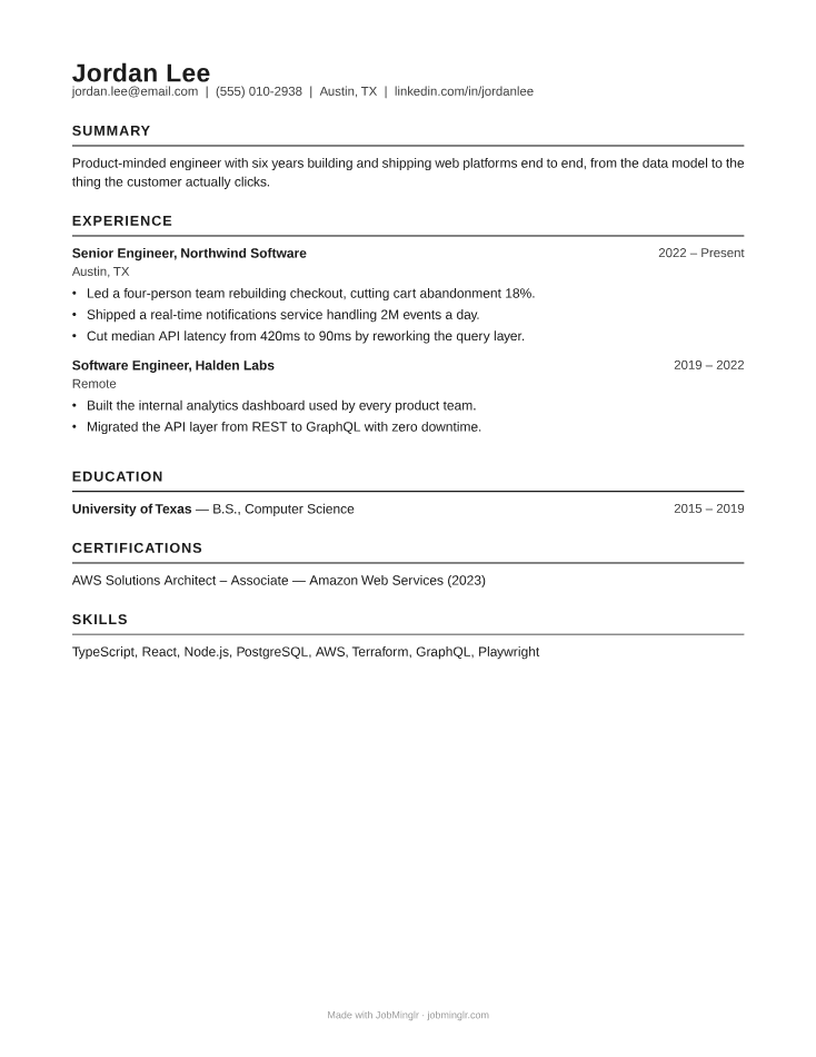 Classic ATS résumé template