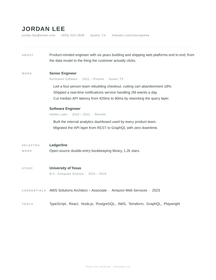 Minimal résumé template