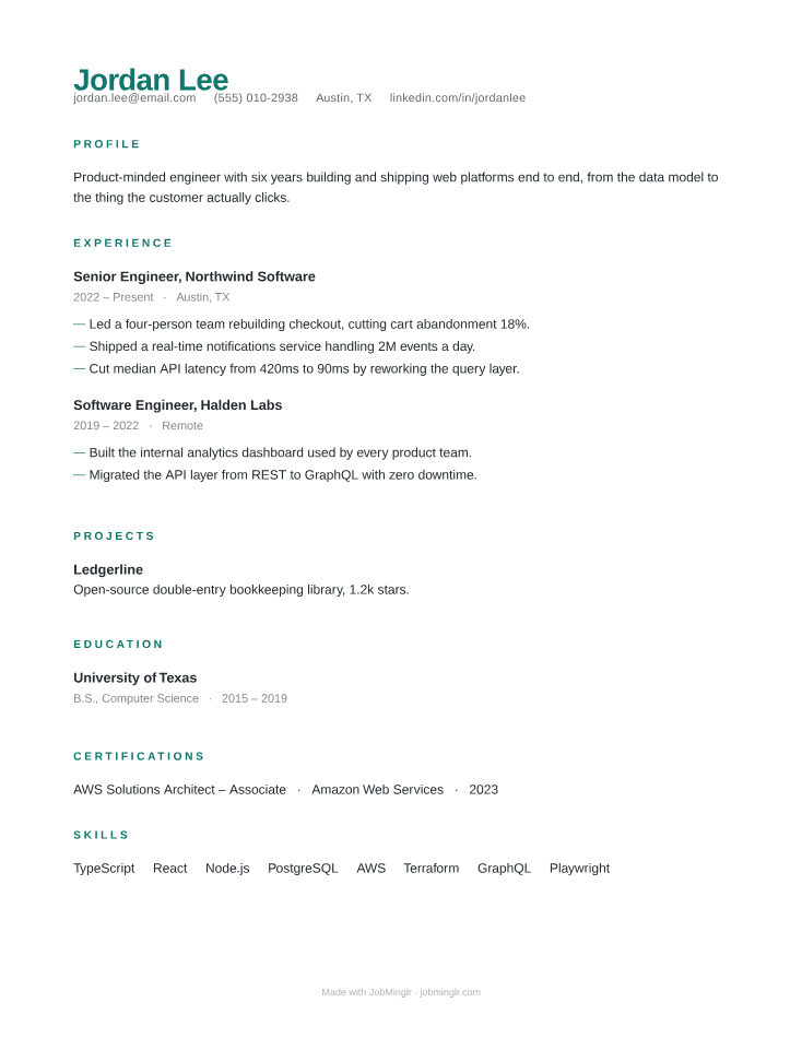 Modern Clean résumé template
