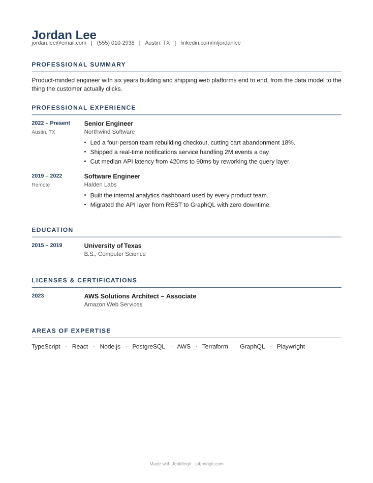 Professional résumé template